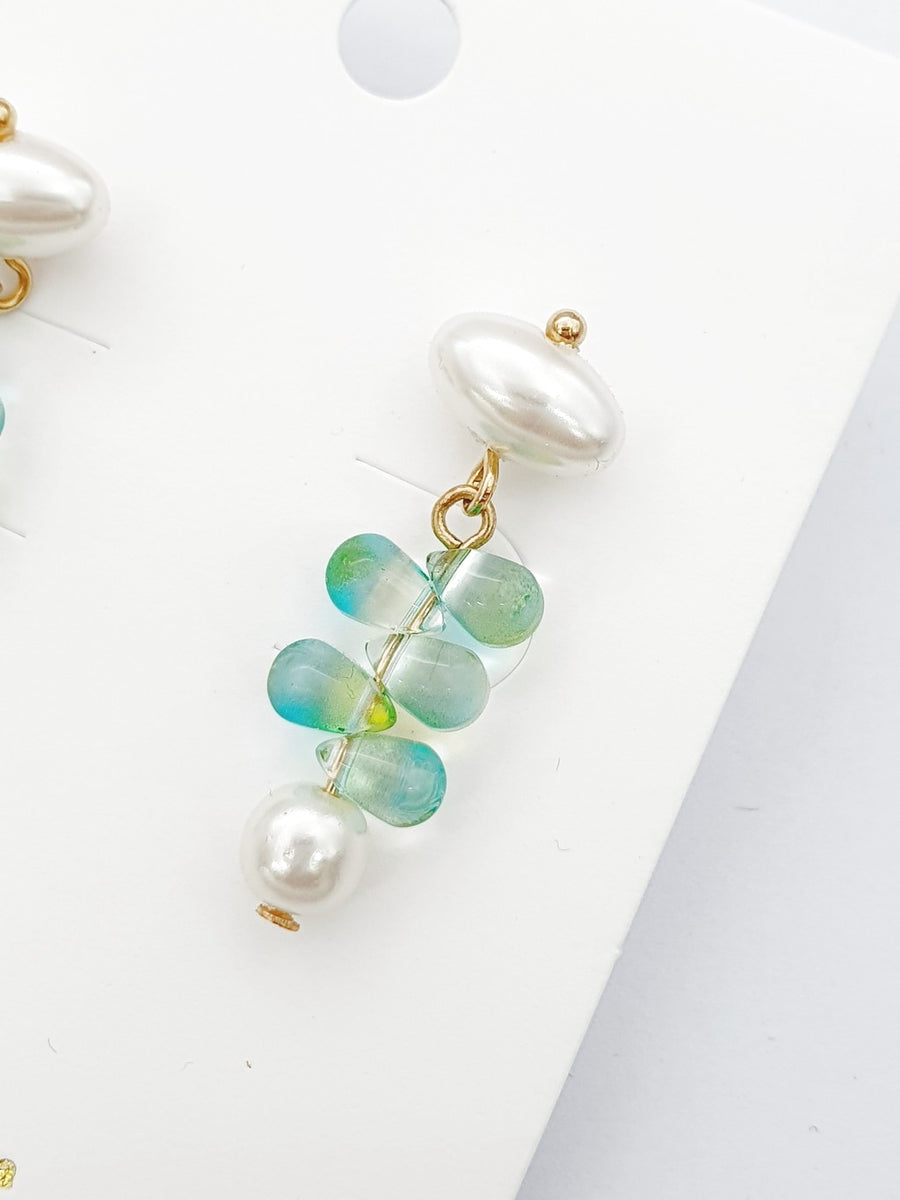 blue green pearl earrings every day wear