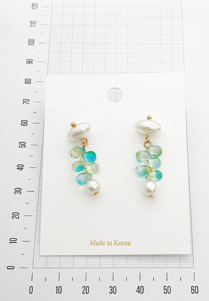 simple gem dangle earrings blue green unique