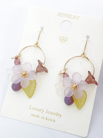purple floral earrings