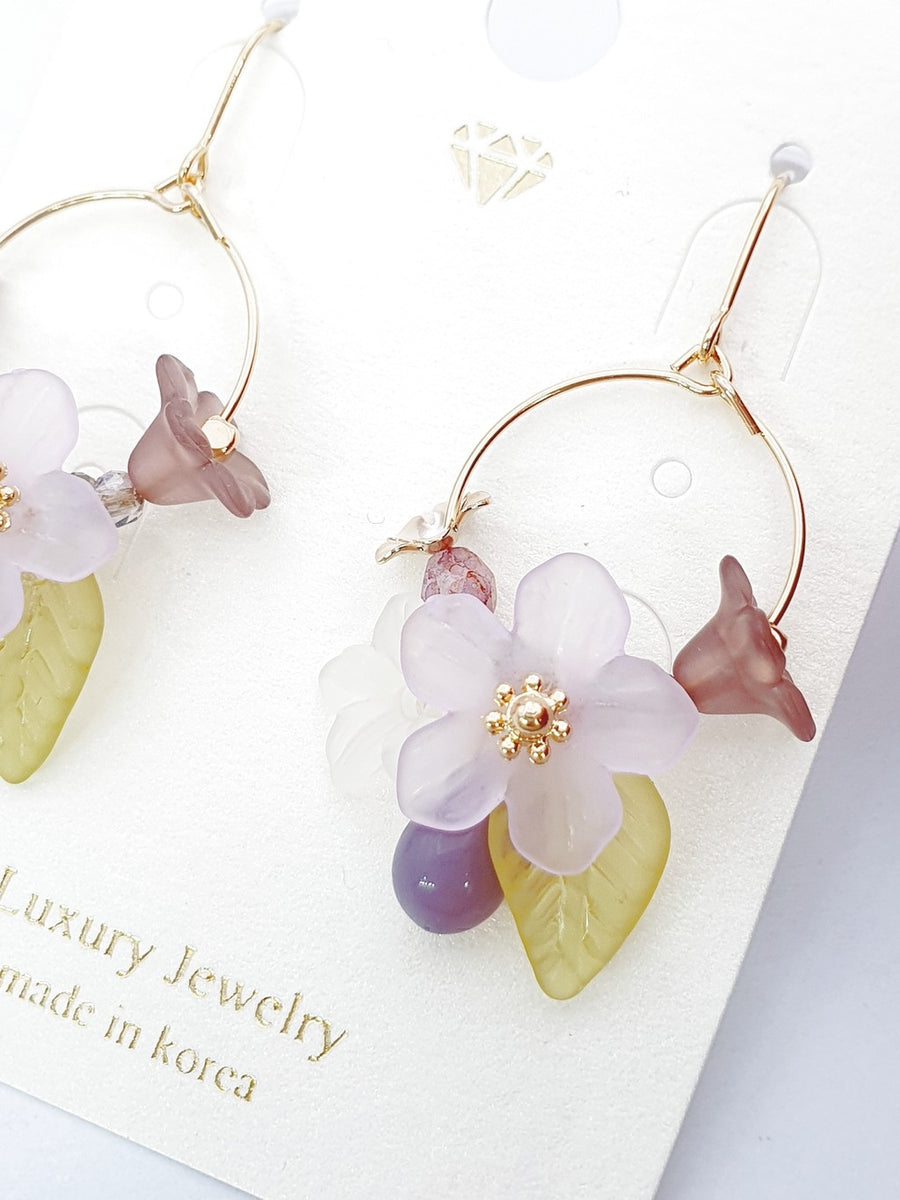 cute purple flowers earrings