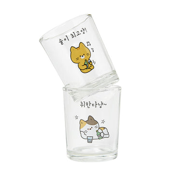 Soju Shot Glass Set 2pcs - Drunken Cats www.cutecrushco.com
