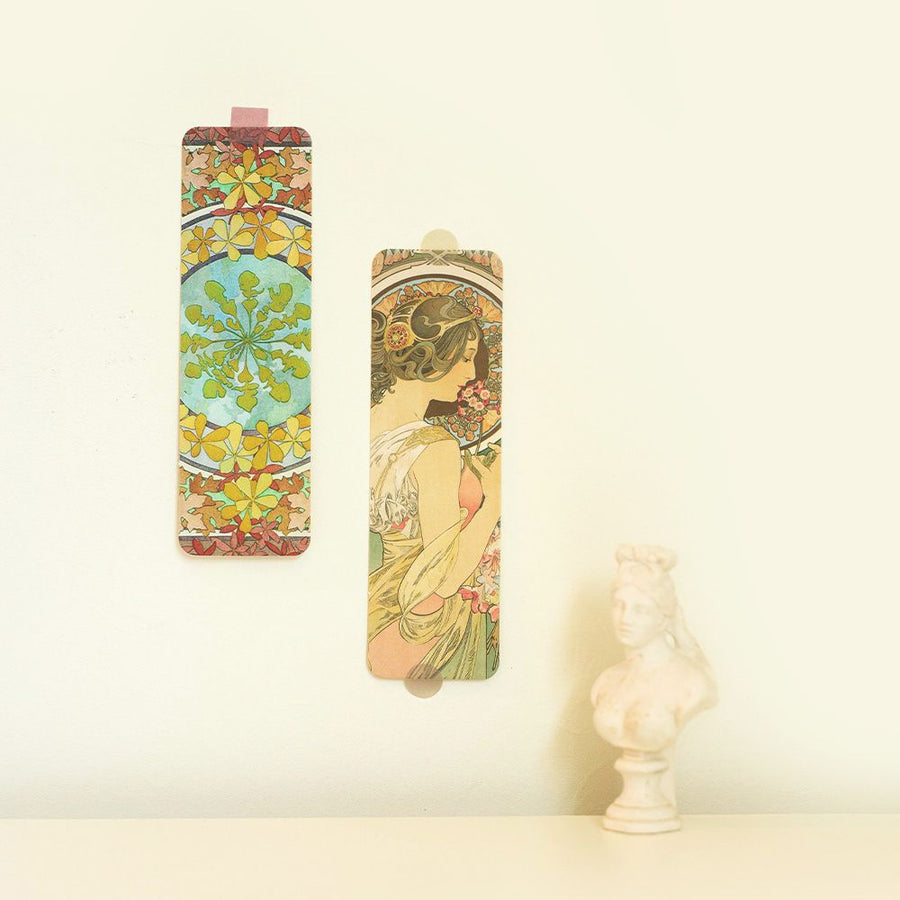 mucha themed bookmarks decorate