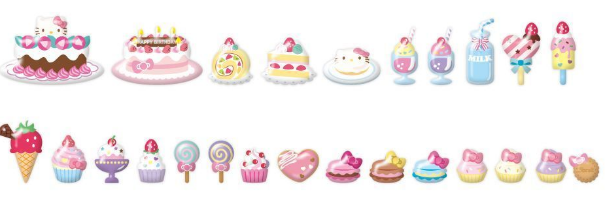 cakes sweets hello kitty puffy sticker set