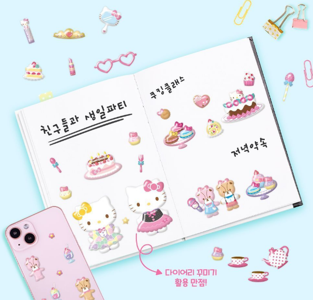 decorate planner hello kitty puffy stickers set
