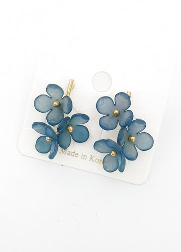 Kayon gold blue flower earrings simple
