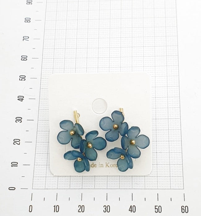 professional earrings blue flower gold