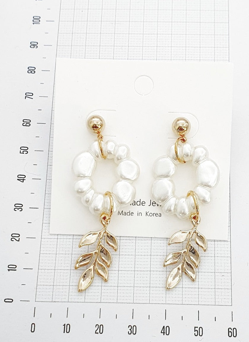 gold white olive leaf drop dangle earrings professional accessory