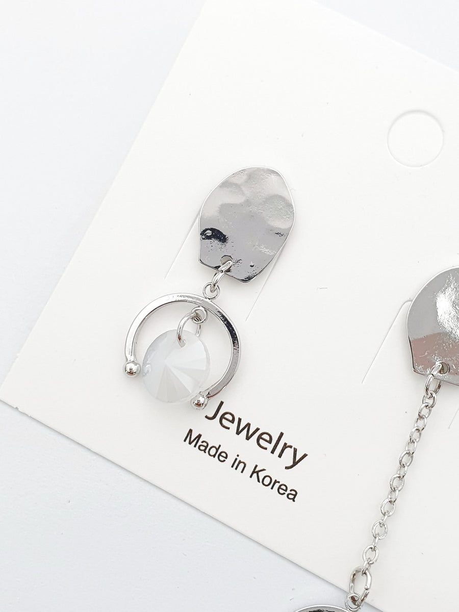 asymmetrical dangle earrings silver simple elegant