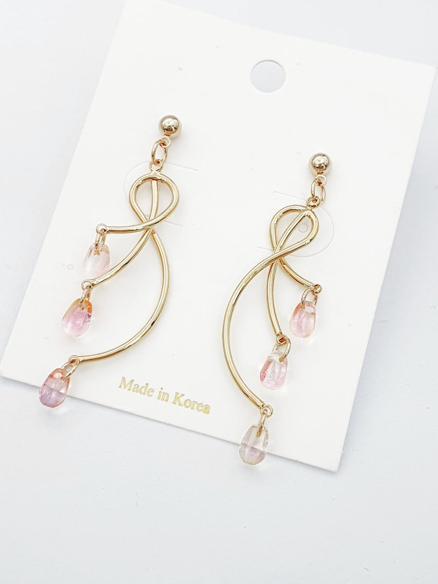 Kayon gold peach geometric dangle earrings 