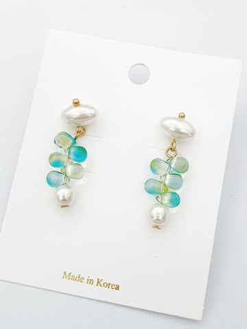 kayon blue green pearl dangle earrings casual