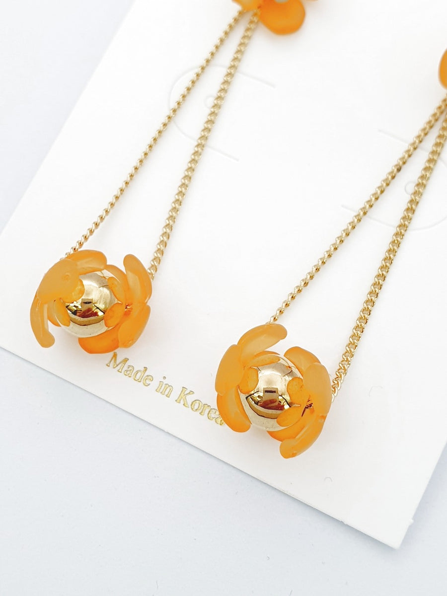 gold earrings flower design