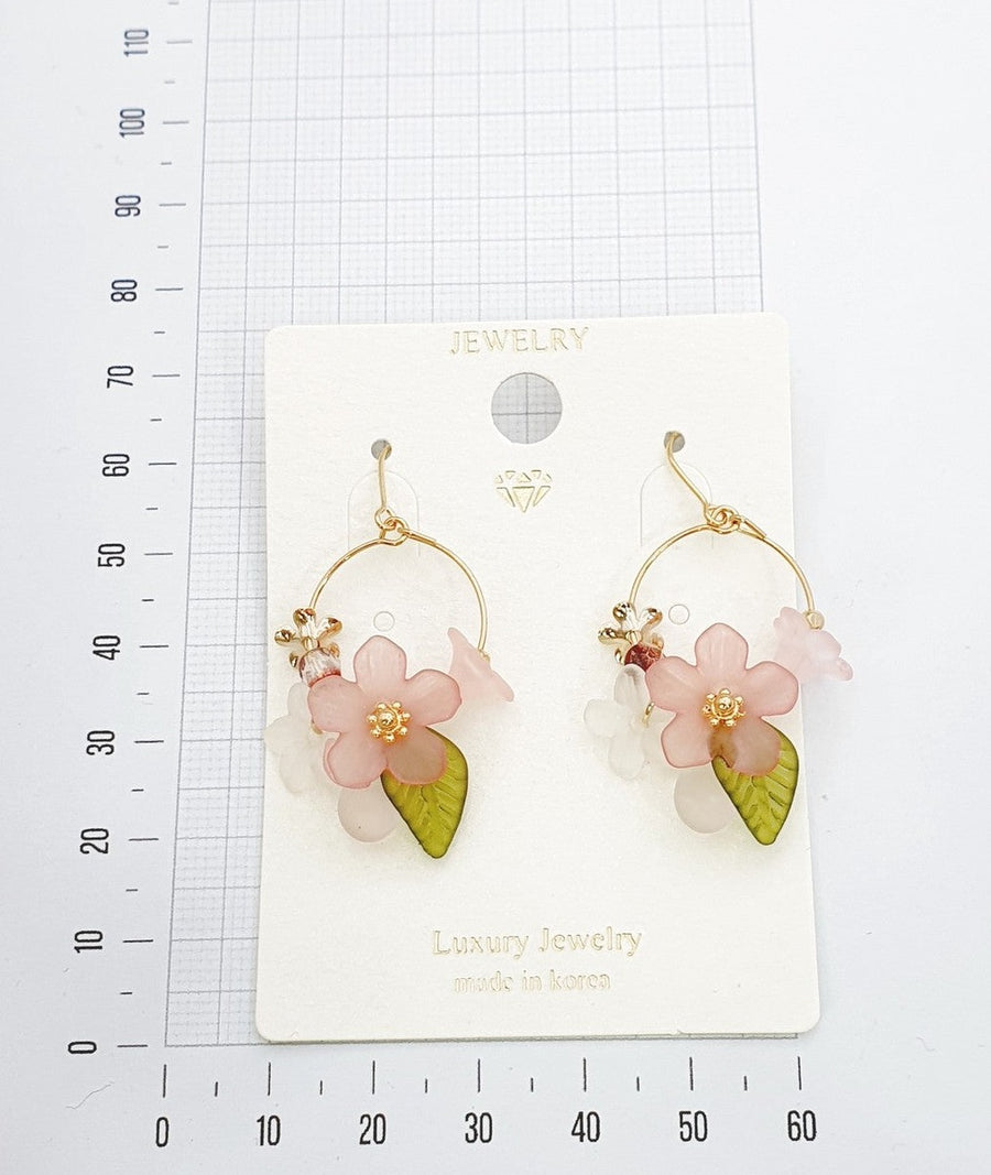 pink flowers earrings