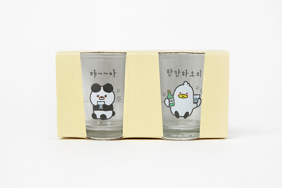 Soju Shot Glass Set 2pcs - Drunken Panda & Duck www.cutecrushco.com