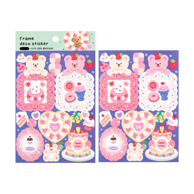 Strawberry Bear Frame Sticker