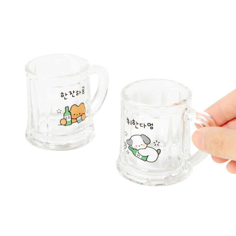 Drink Up Bear Soju Glass Set of 2 with Handle