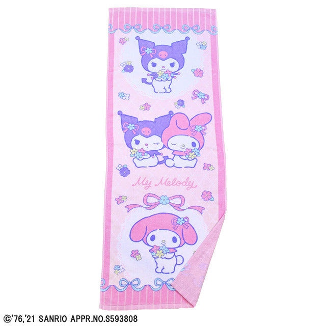 My Melody Junior Bath Towel Flower Pink Ribbon Pattern www.cutecrushco.com