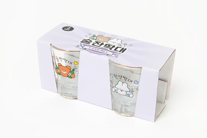 Artbox Korean Soju Shot Glass 2pcs Set Drunken Bunny & Bear