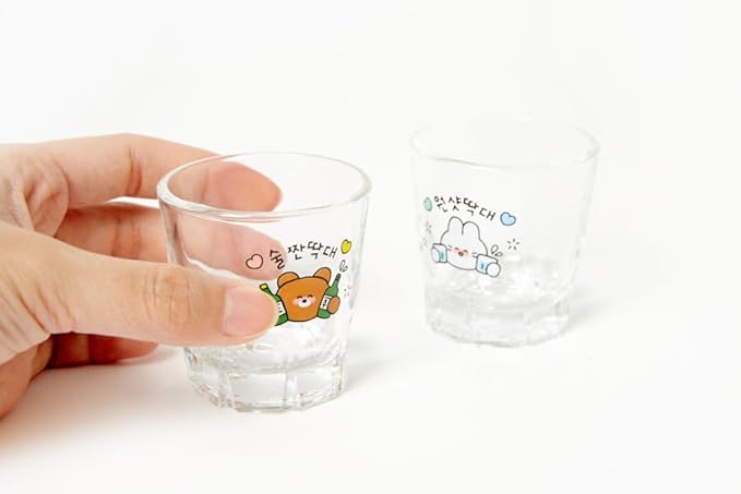 Artbox Korean Soju Shot Glass 2pcs Set Drunken Bunny & Bear