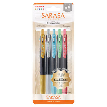 Sarasa Clip 0.5mm Deco Shine Color 5 Color Set SD