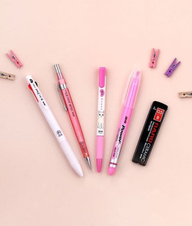 organized note taking pink pen set