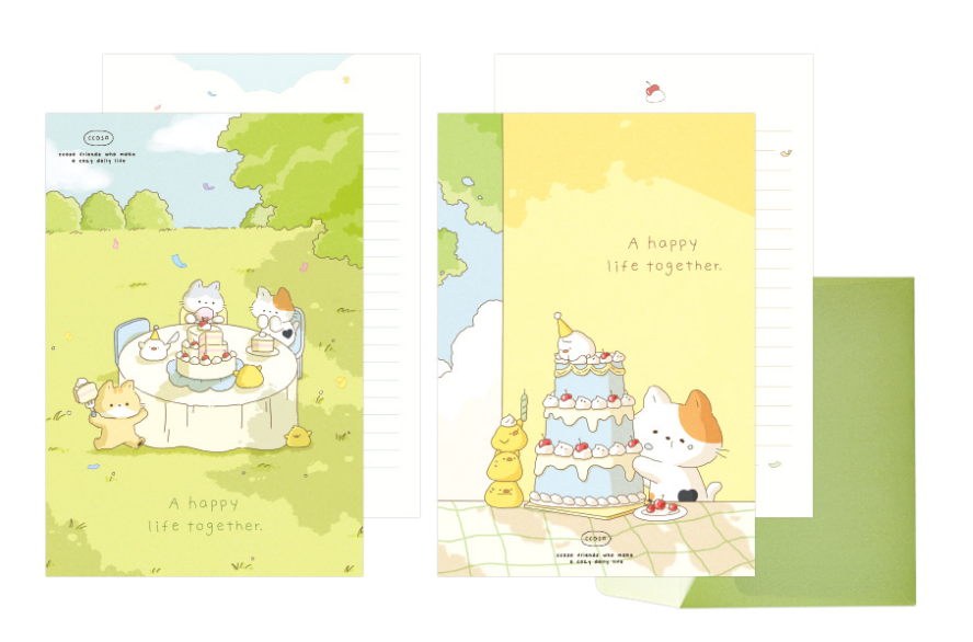 ccoso cute cat design letters and envelopes