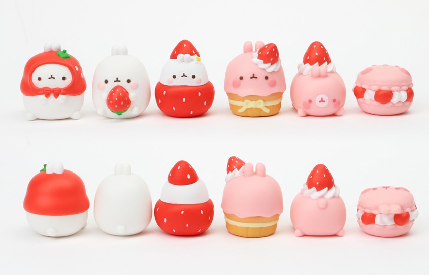 cute molang strawberry figures