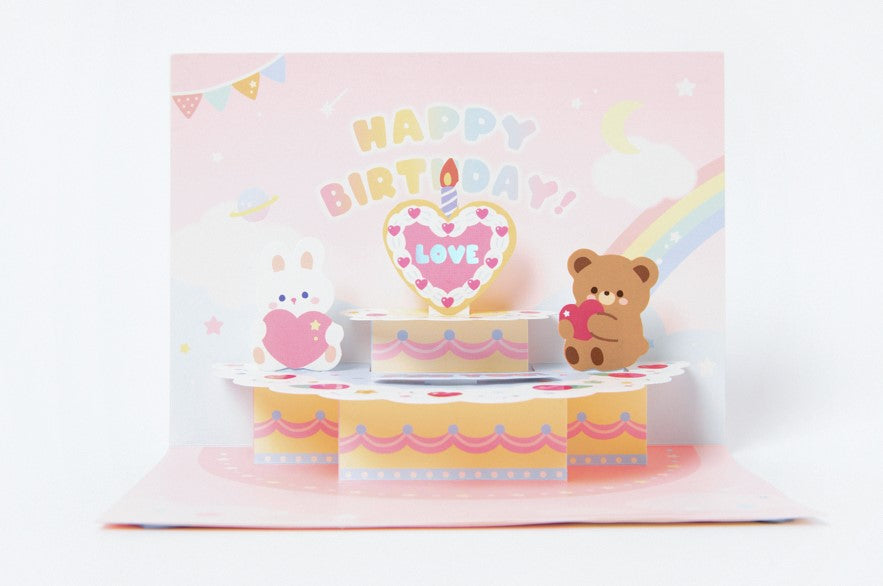 Bear & Rabbit Pop Up Birthday Card