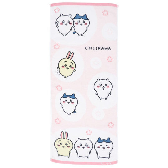 Japan Chiikawa Face Towel - Chiikawa & Hachiware & Rabbit : Happy Light Pink