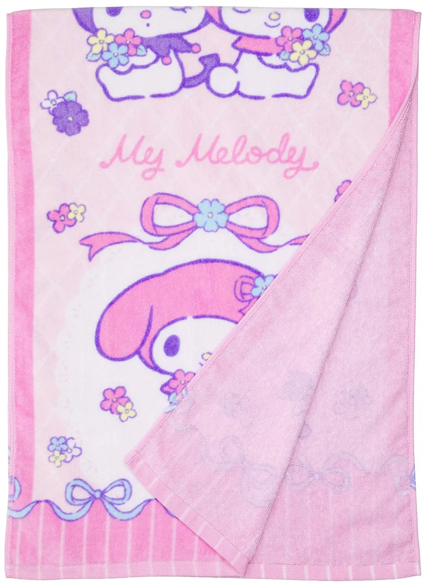 My Melody Junior Bath Towel Flower Pink Ribbon Pattern www.cutecrushco.com