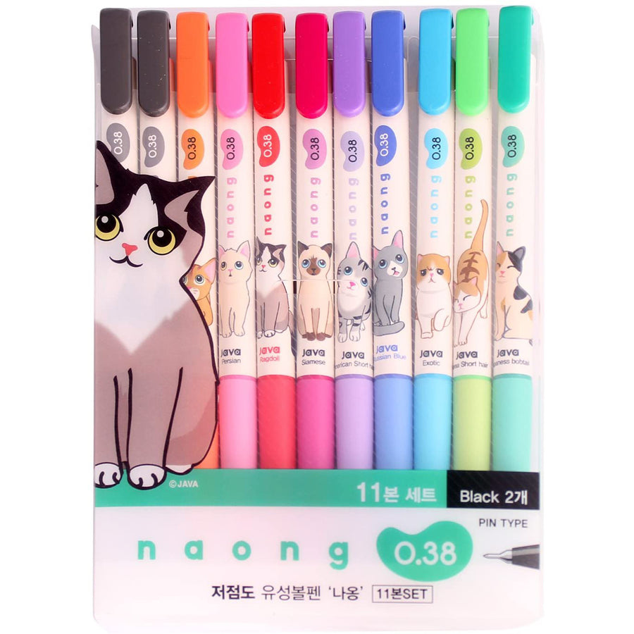 naong-11-set-ballpoint-pens-multicolor-0-38mm